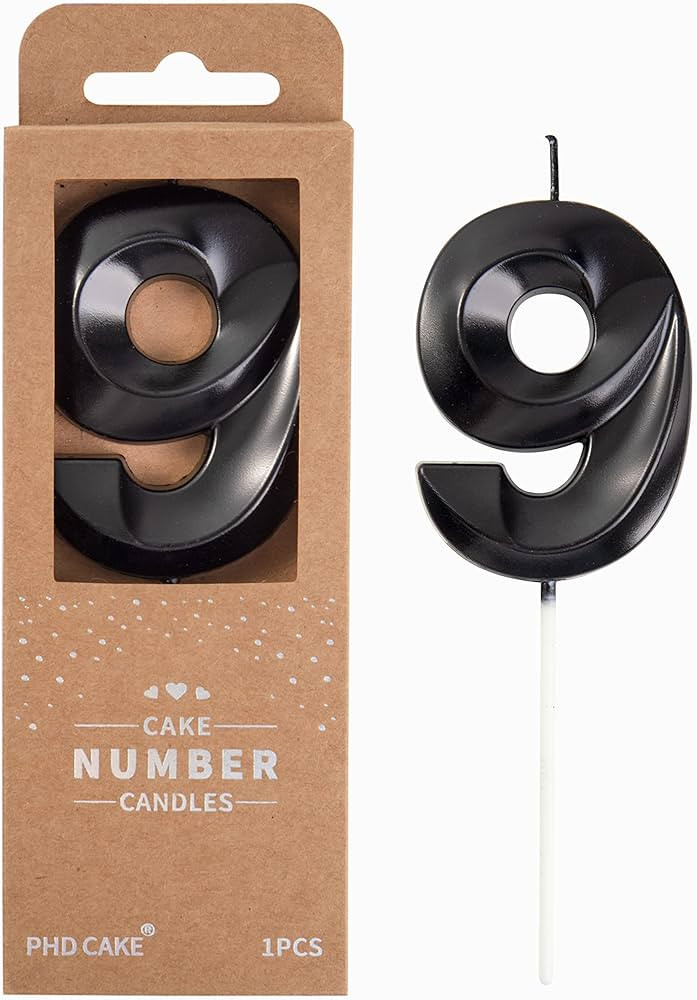 PHD CAKE 2.76 Inch Diamond Black 9 Number Birthday Candles, Black Number Candles, Cake Number Can... | Amazon (US)