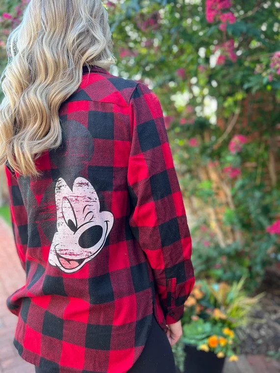 Mickey Mouse Plaid Flannel, Buffalo Plaid Disney Shirt, Mickey Long Sleeve Shirt, Disney Shirt | Etsy (US)