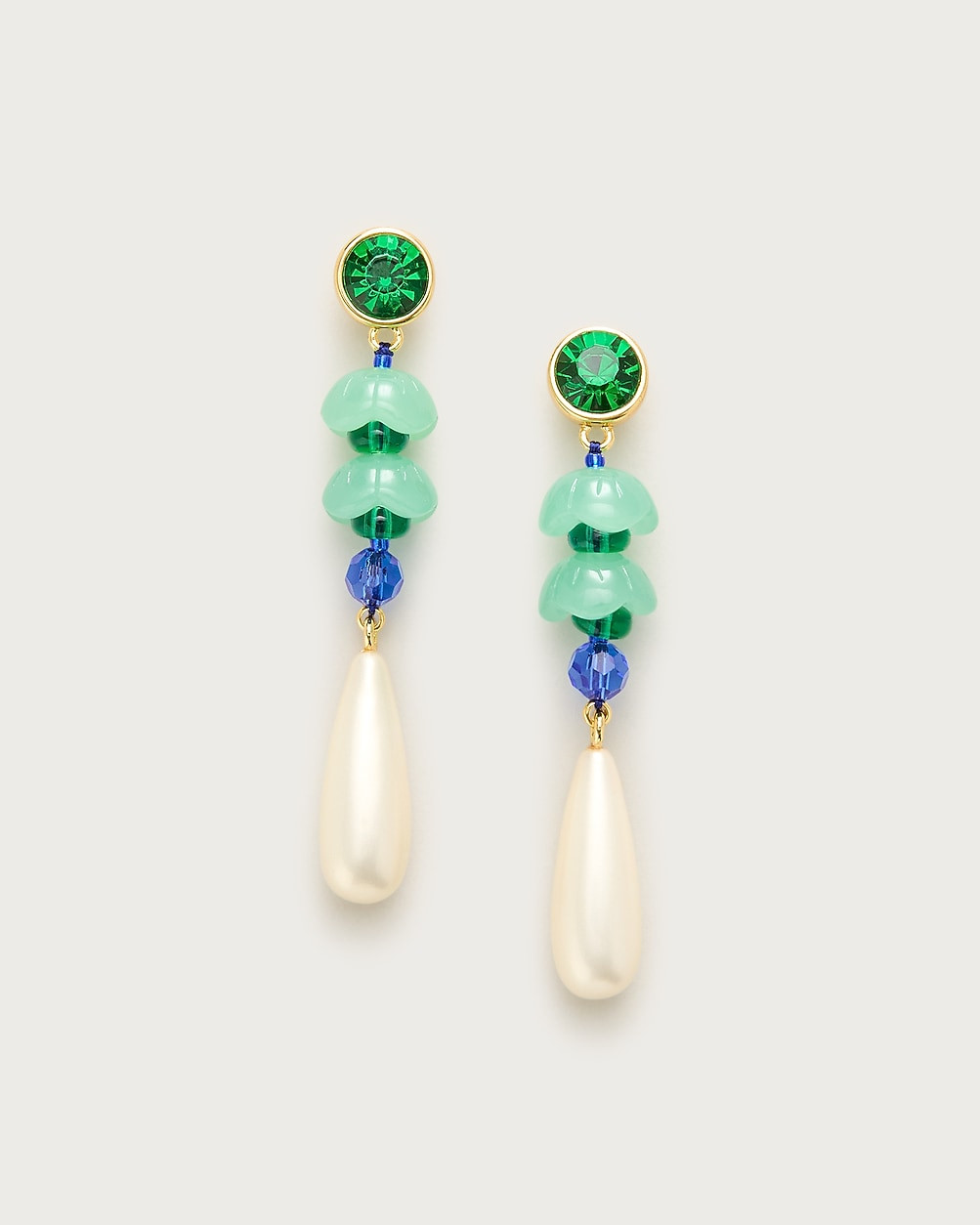Linear crystal and pearl earrings | J. Crew US
