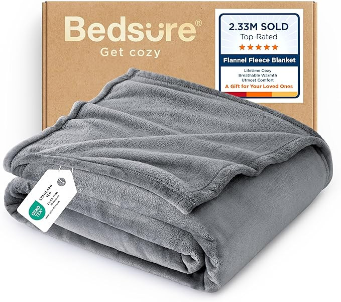 Bedsure GentleSoft Fleece Throw Blanket for Couch Grey - Lightweight Plush Fuzzy Cozy Soft Blanke... | Amazon (US)