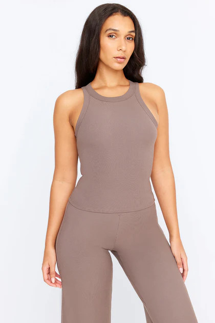 365 SCULPTING LOUNGE RACER TANK - MOCHA | TALA (UK)
