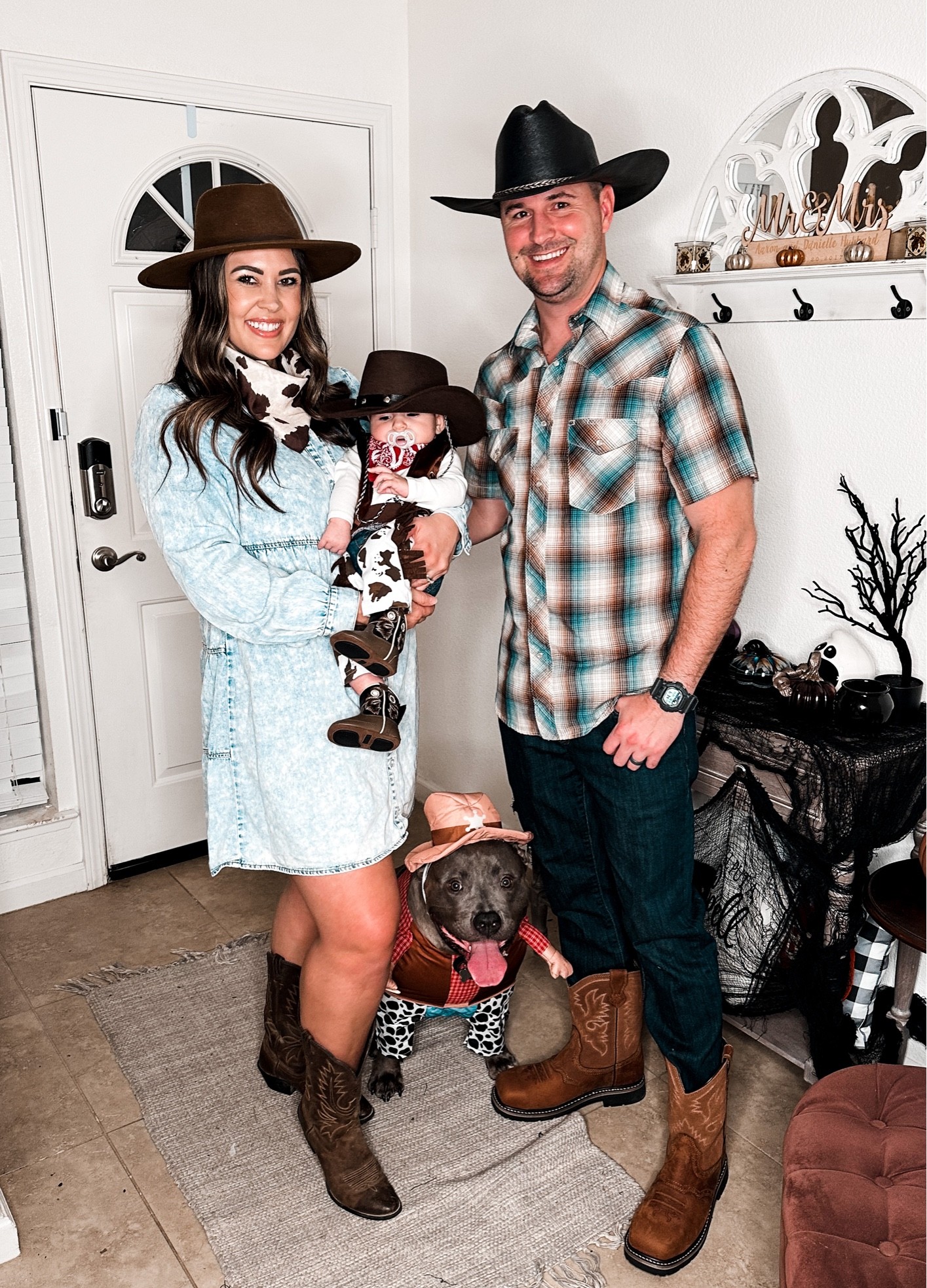 Family cowboy costume 
Denim dress 
Tiered denim dress baby cowboy outfit
Baby cowboy boots
Baby cowboy hat
Baby wranglers 
Baby bandanna set 


#LTKfamily #LTKstyletip #LTKbaby