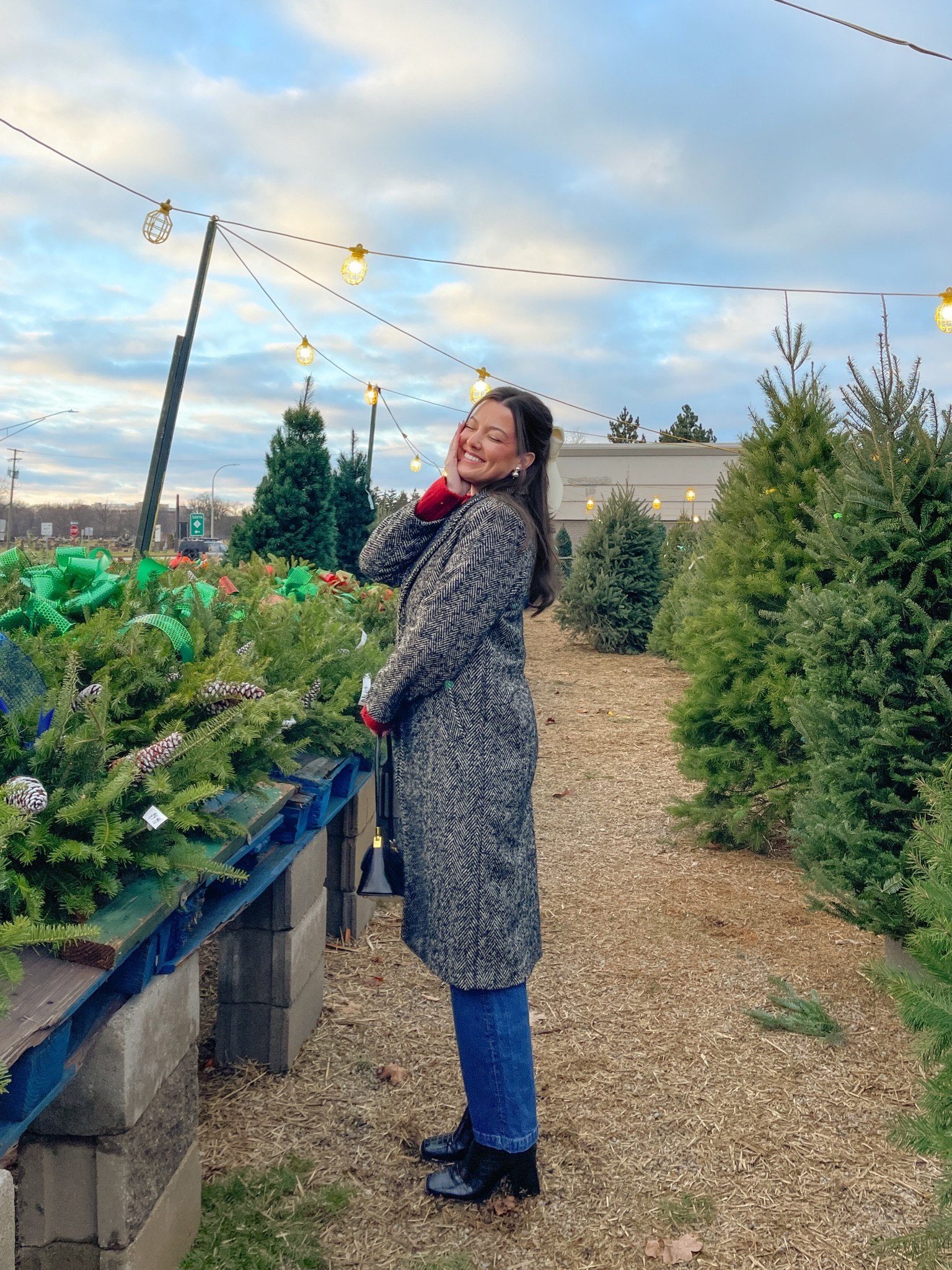 Christmas shopping outfit! Wearing size small in the coat and true size 25 in the jeans! Sweater is out of stock from Abercrombie last year, but linking similar! 

#LTKSeasonal #LTKHoliday