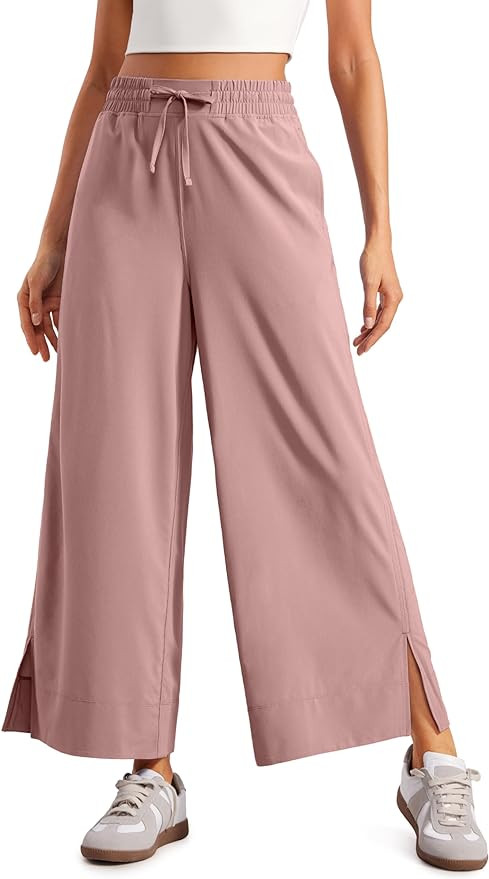 CRZ YOGA Lightweight Wide Leg Cropped Pants for Women 25" High Waisted Loose Casual Lounge Travel... | Amazon (US)