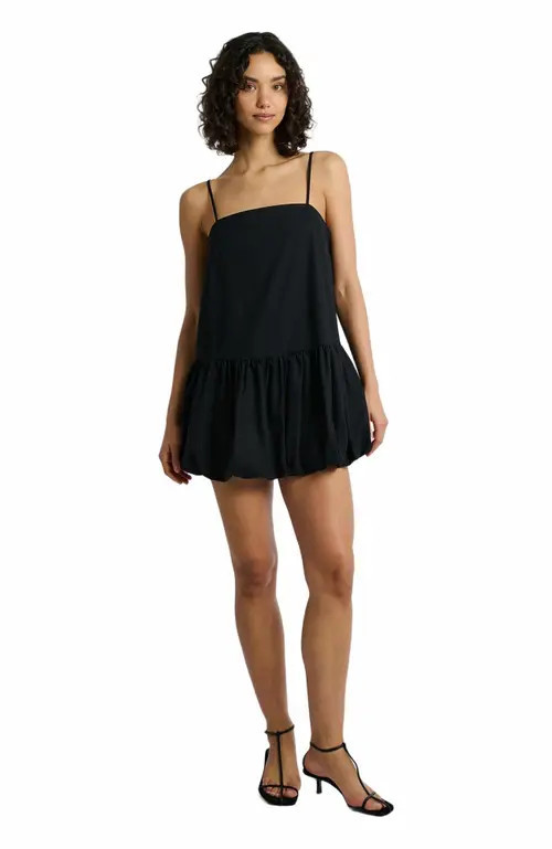 Onia Air Linen Bubble Mini Dress in Black at Nordstrom, Size 0 | Nordstrom