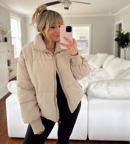 This Amazon puffer jacket is such great quality!! This down filled jacket is so luxurious and cozy, super warm and under $100! Love it styled with athleisure pieces for a trendy fall outfit 

#LTKstyletip #LTKSeasonal #LTKunder100