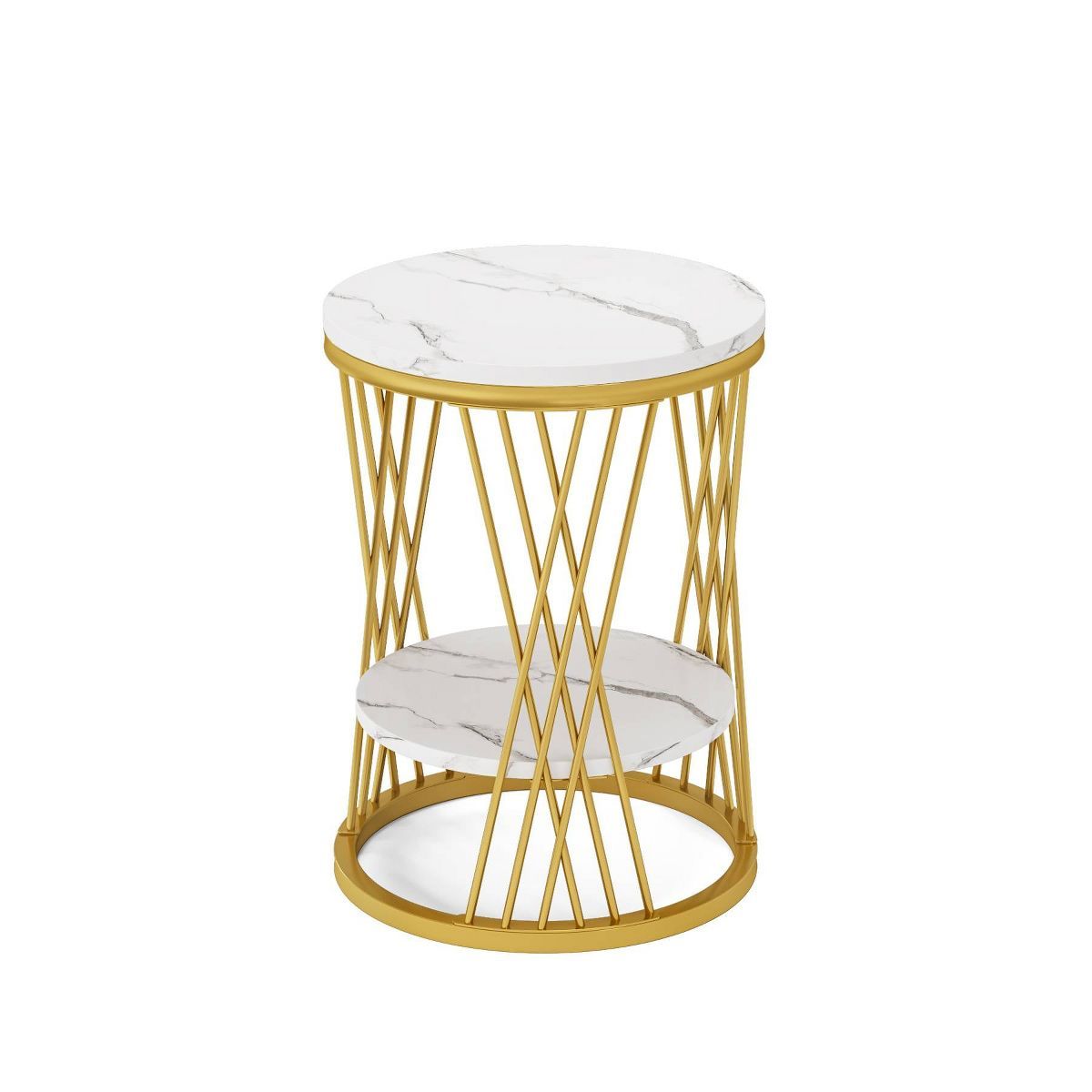 Tribesigns 2-Tier White Gold Side Table | Target