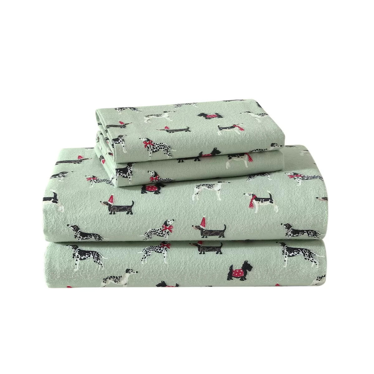 Laura Ashley Holiday Pups - Green Twin Sheet Set | Target