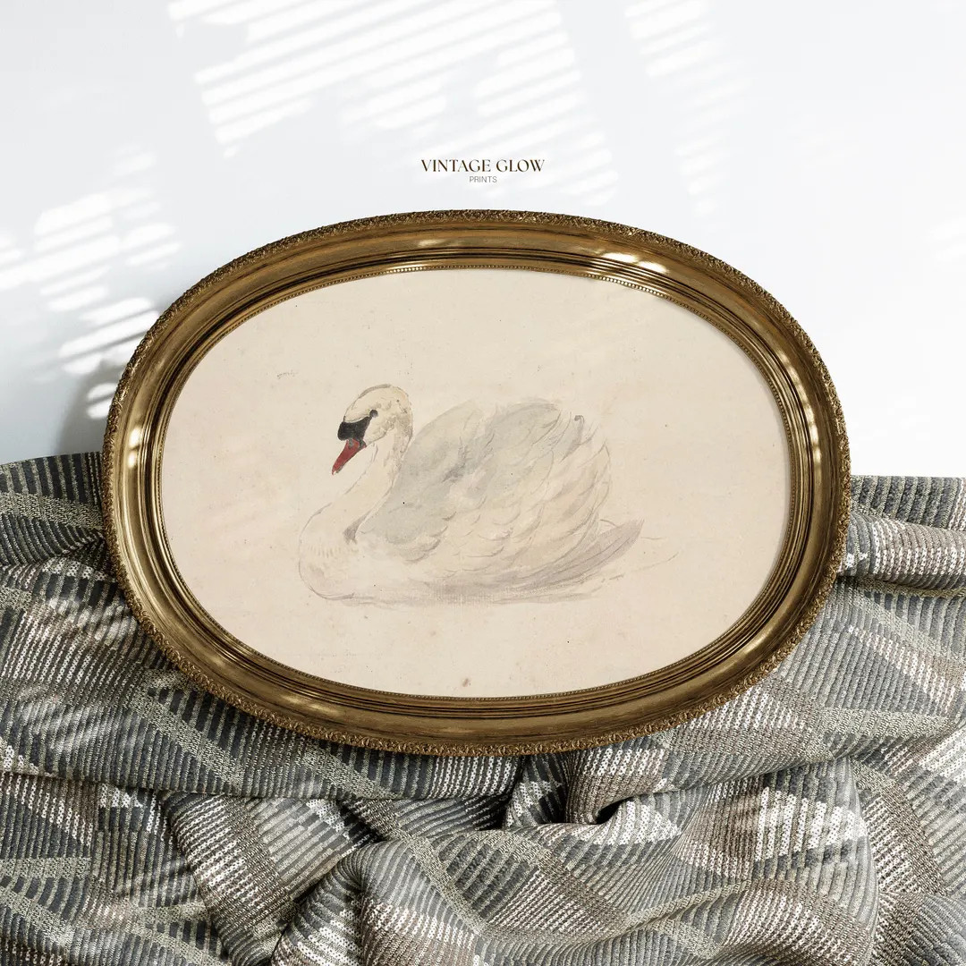 Vintage Swan Printable Art | Antique Neutral Watercolor Farmhouse Nursery Wall Decor | Digital Do... | Etsy (US)