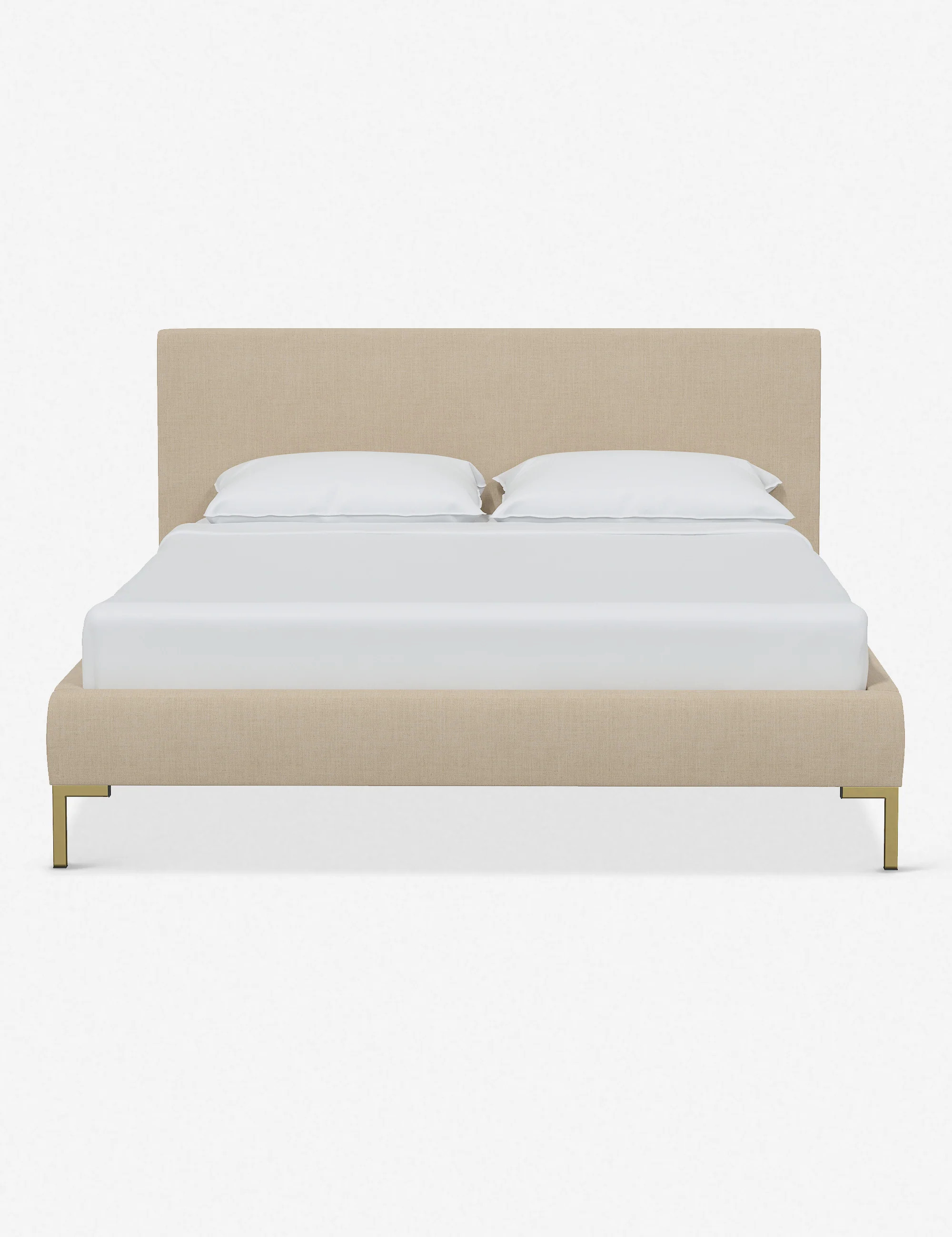 Deva Platform Upholstered Queen Bed, Natural Linen | Lulu and Georgia 