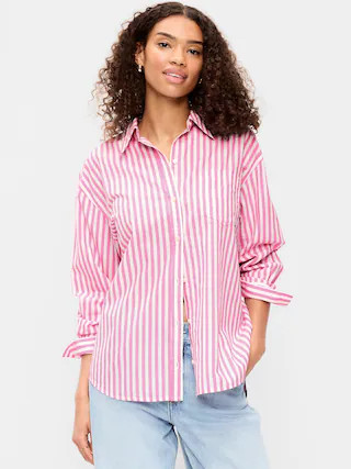 Oversized Button-Down Boyfriend Shirt | Old Navy (US)