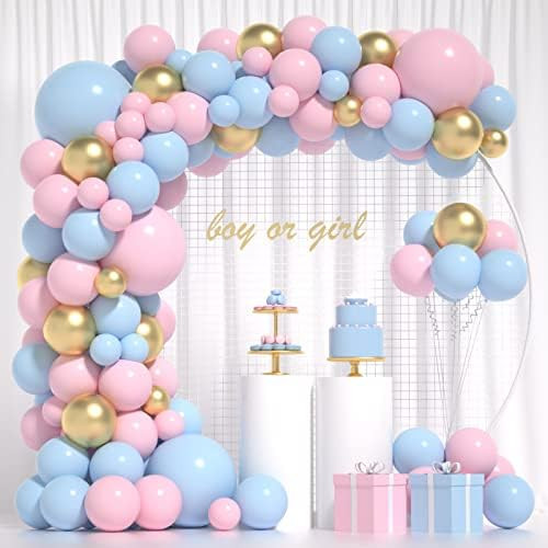 DIY Gender Reveal Balloons Arch Pink and Blue Gender Reveal Balloons Garland Kit with Metallic Go... | Amazon (US)