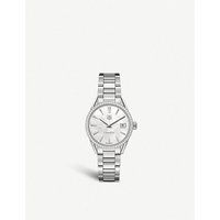 Tag Heuer Women's Mother-Of-Pearl War1315.Ba0773 Carrera 64-Diamond, And Brushed Stainless Steel Watch | Selfridges