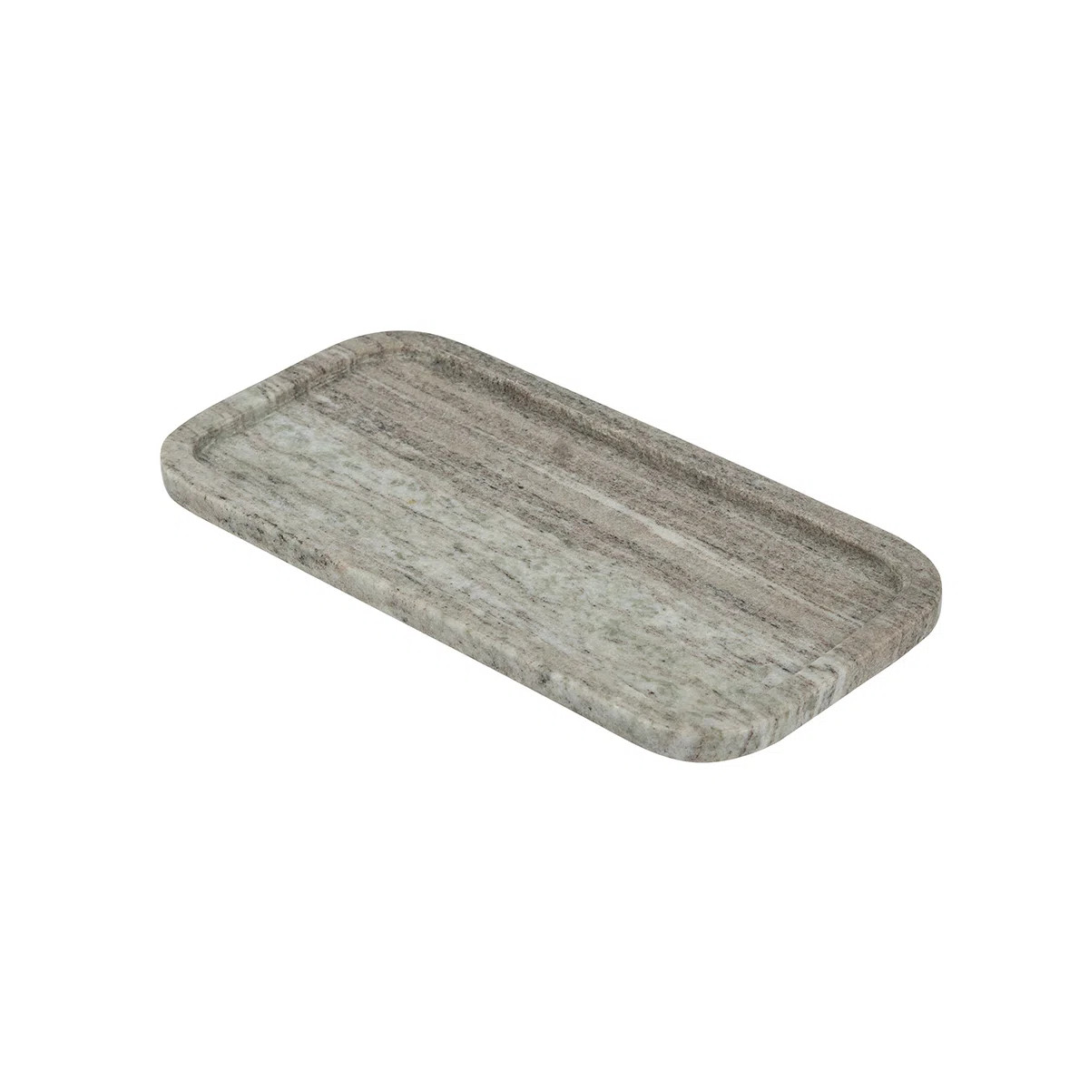 12X6" Rectangular Gray Marble Tray With Raised Edges | Wayfair North America