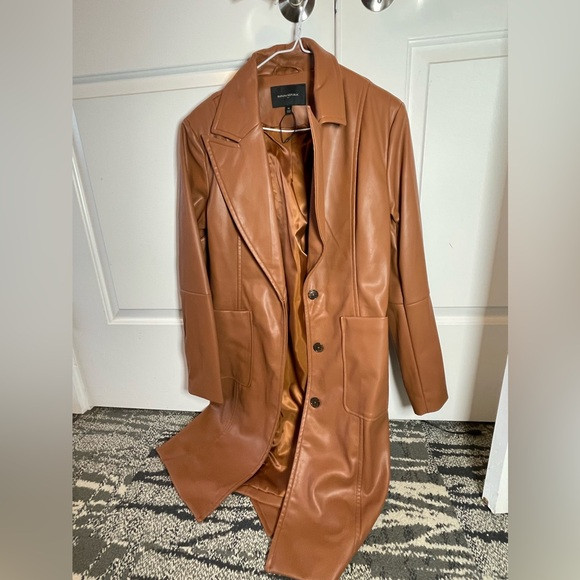 Banana Republic faux leather trench caramel colored | Poshmark