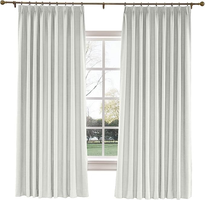 TWOPAGES 72 W x 102 L inch Pinch Pleat Darkening Drape Faux Linen Curtain with Blackout Lining Dr... | Amazon (US)