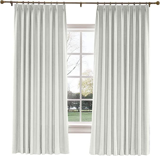 TWOPAGES 52 W x 96 L inch Pinch Pleat Darkening Drapes Faux Linen Curtains Drapery Panel for Livi... | Amazon (US)