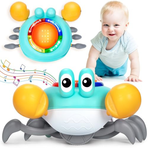 Musical Crawling Crab Baby Toy, Tummy Time Toy for 6-12 Month Boy Girl, Light-up Walking Dancing Moving Crab Toy for 1 Year Old Baby Educational Learning, Crawly Crab Gift for 12-18 Month Infant | Amazon (US)