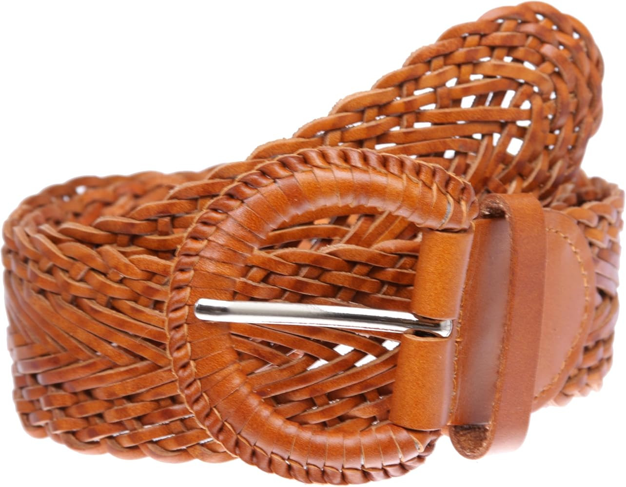 Women's 2" Wide Braided Woven Round Leather Belt | Amazon (US)