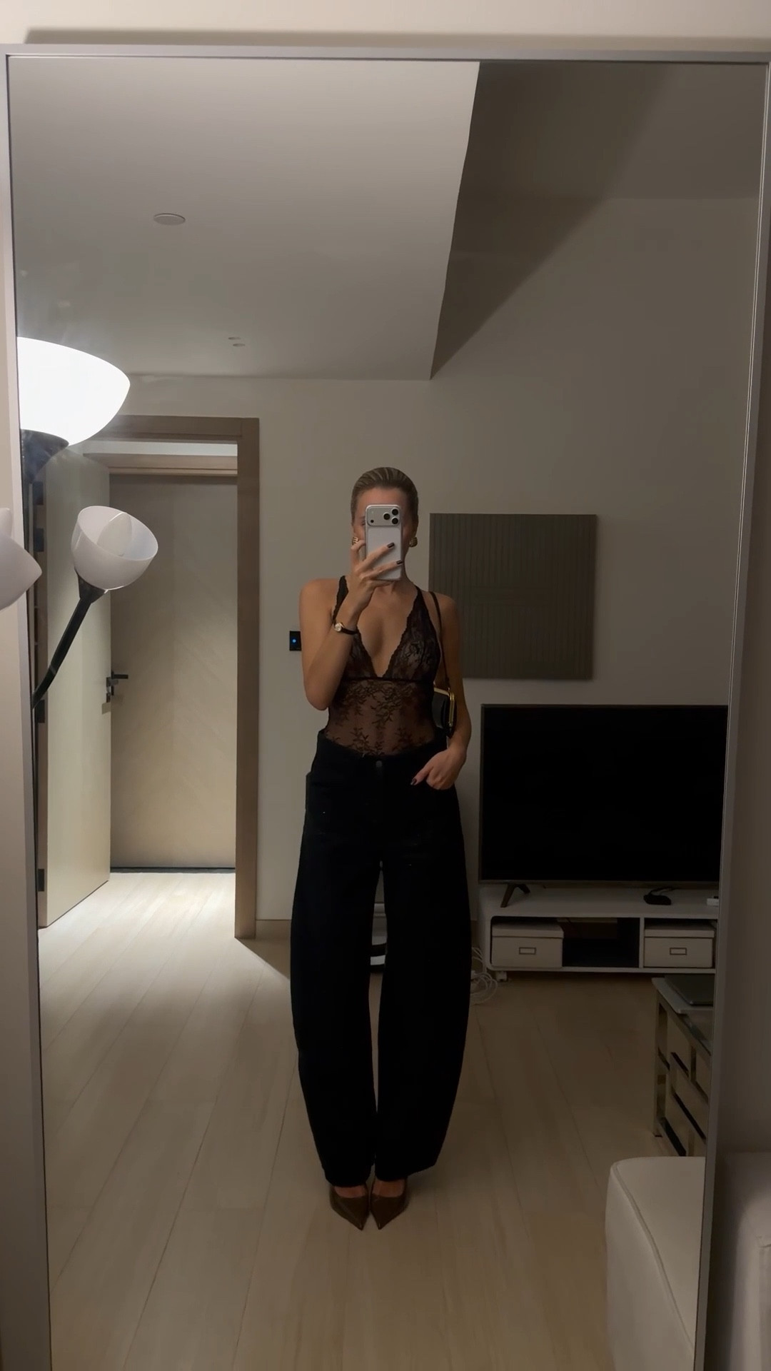 Lace top dinner & drinks/ holiday party outfit idea ✨ I’m wearing nipple covers underneath and finished the look with a black blazer 

#LTKpartywear #LTKfestive #LTKdatenight