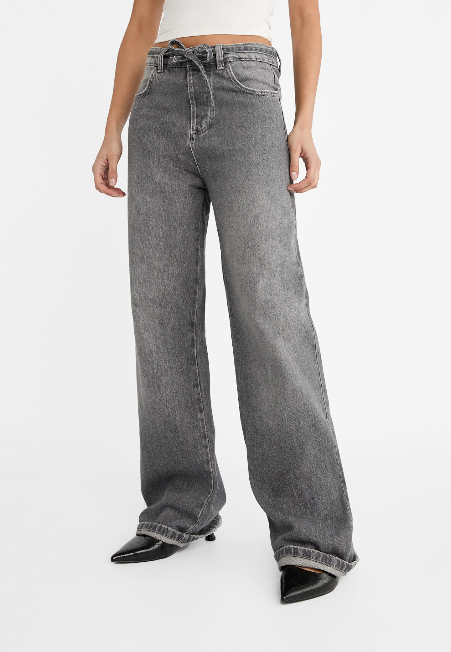 Wide-Leg-Jeans mit Kordel | Stradivarius DE
