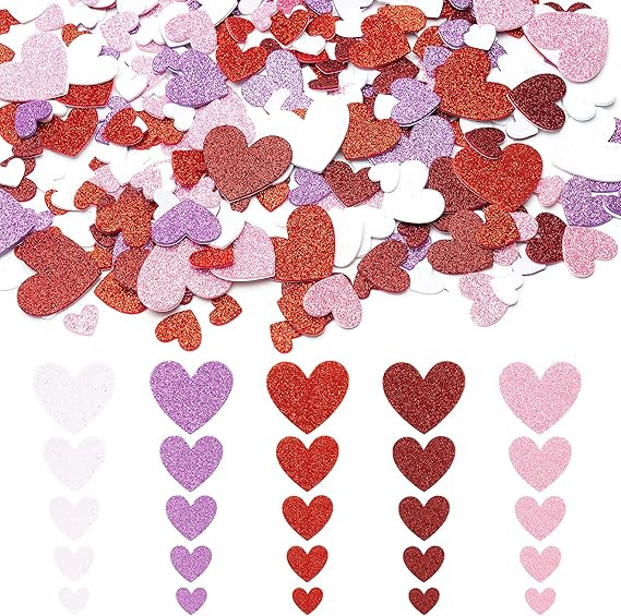 WATINC 700Pcs Glitter Heart Foam Sticker for Party Favor, Different Size Heart Foam Sticker Birth... | Amazon (CA)