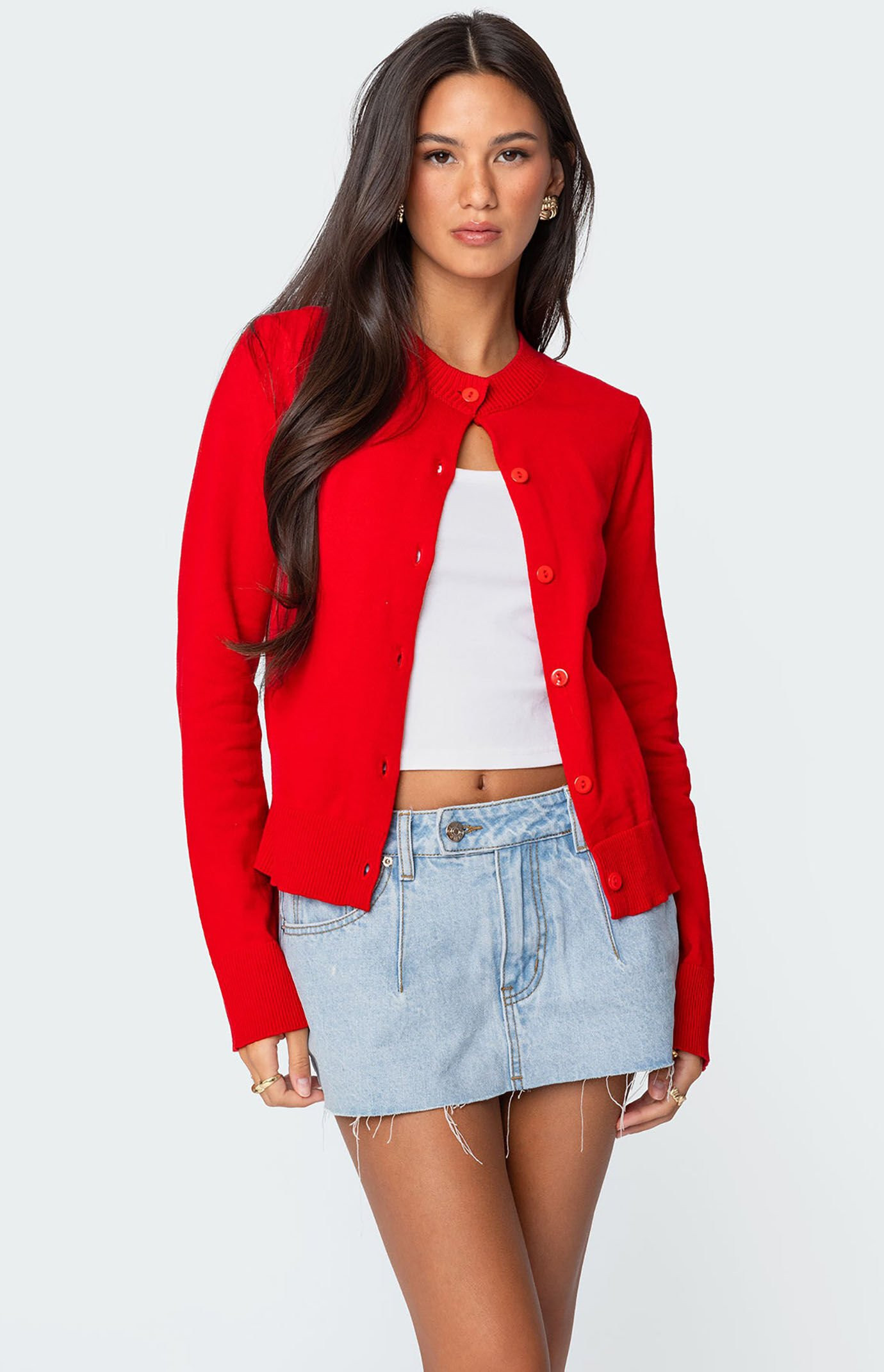 Edikted Women's Hollie Button Up Cardigan in Red - Size XS | PacSun