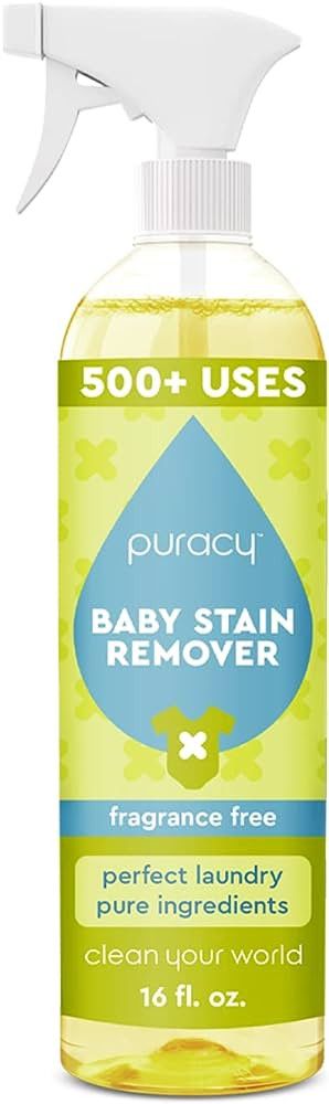 Puracy Natural Baby Laundry Stain Remover, Enzyme Odor Eliminator, Free & Clear, 16 Ounce | Amazon (US)