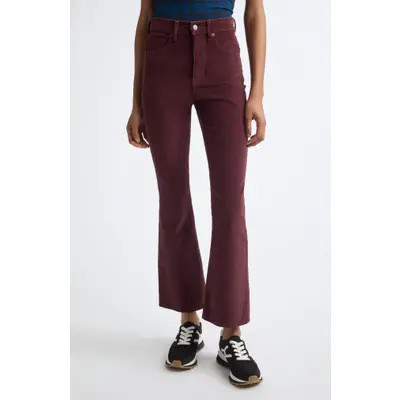 Veronica Beard Carson High Waist Ankle Flare Corduroy Pants in Burgundy at Nordstrom, Size 23 | Nordstrom