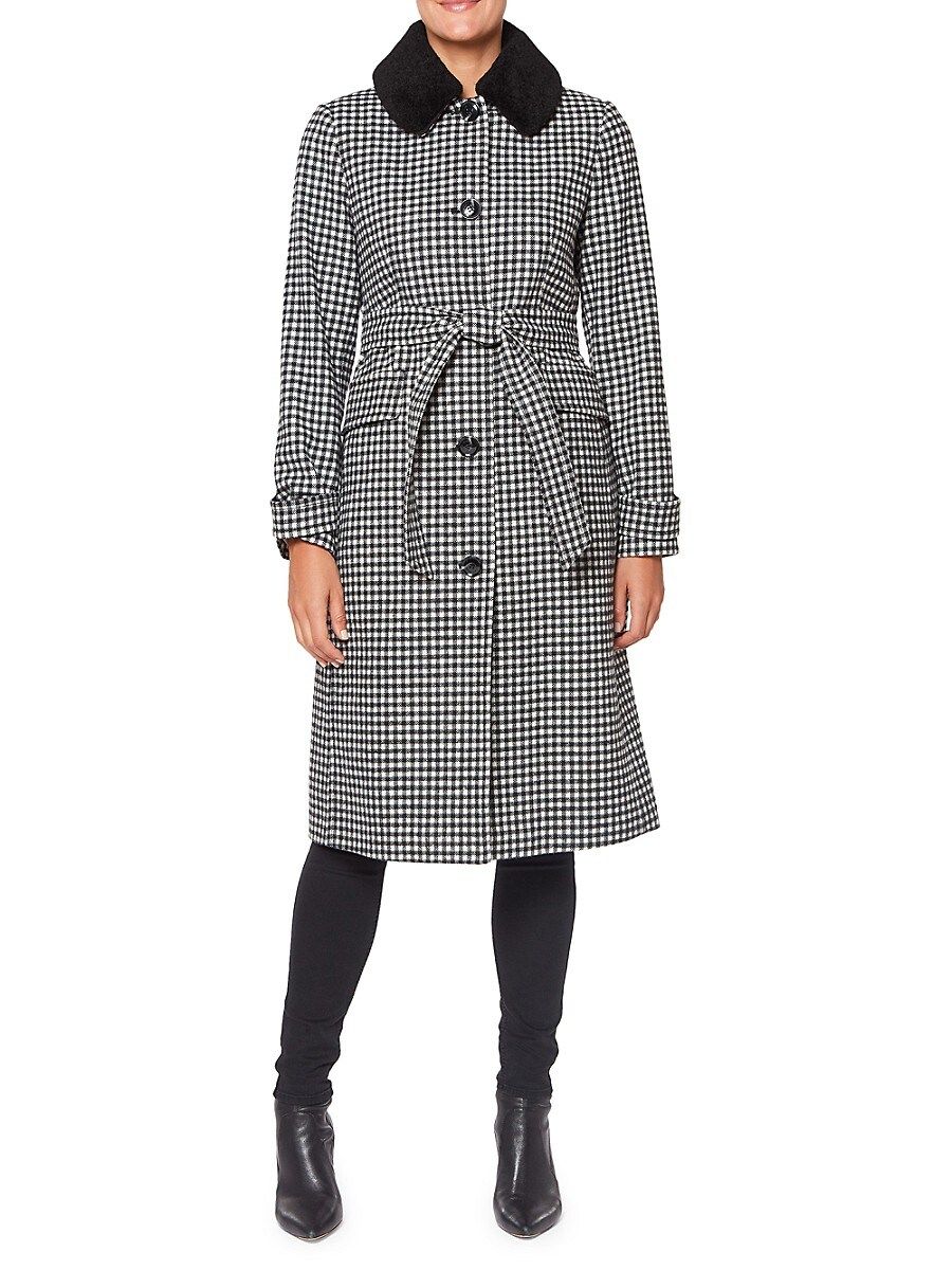 kate spade new york Women's Gingham Single Breasted Belted Coat - Gingham Black - Size XS | Saks Fifth Avenue OFF 5TH (Pmt risk)
