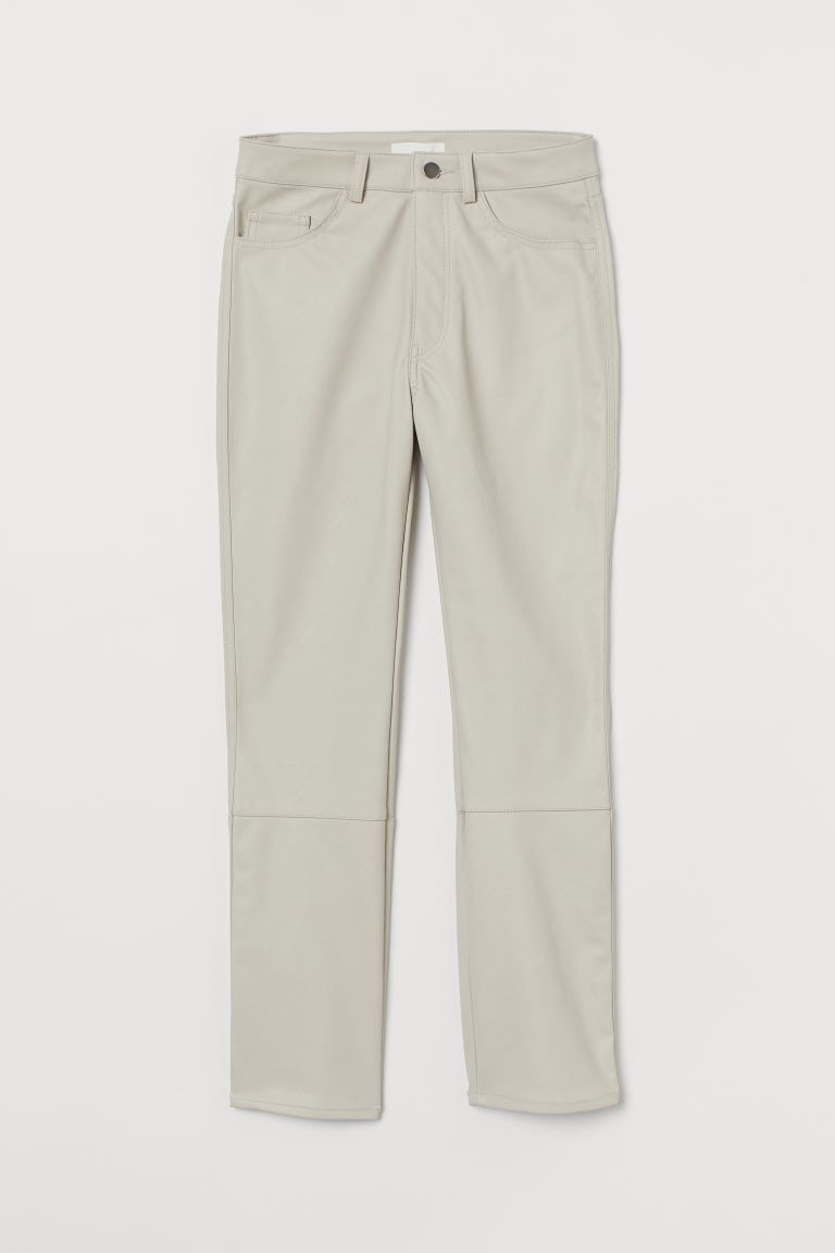 5-pocket, ankle-length trousers in imitation leather with a high waist, zip fly and button and st... | H&M (UK, MY, IN, SG, PH, TW, HK)