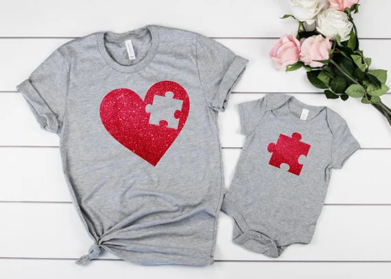 Mommy and Me Valentine shirts, Glitter Heart shirt, Valentine's shirt, Mother and Daughter shirts... | Etsy (US)