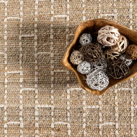 Natural Ramy Jute and Cotton Brick 8' x 10' Area Rug | Rugs USA