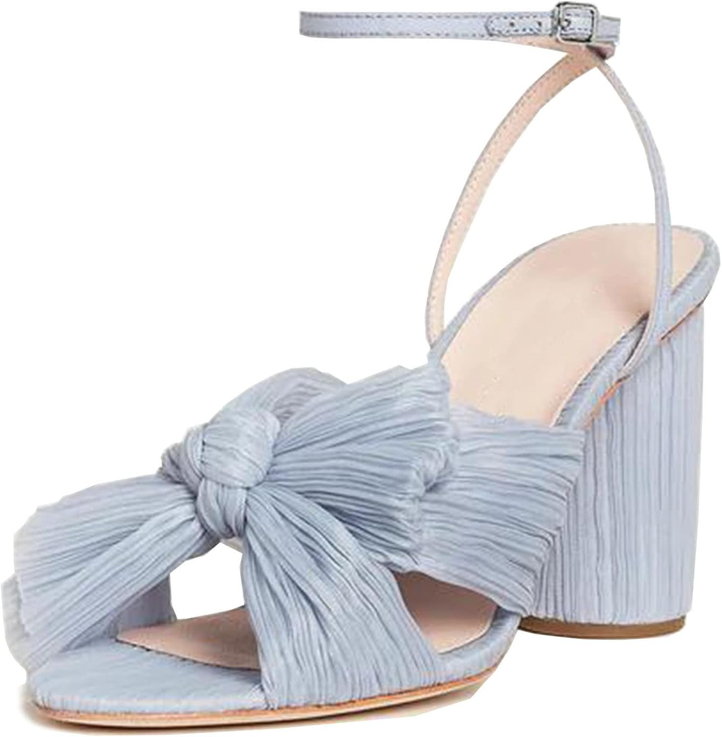 Uacllcau Women's Heeled Sandals Bow Knot Open Toe Ankle Strap Chunky Heels Sandals Bridal Wedding... | Amazon (US)