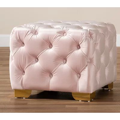 Carmela Button Tufted Cube Ottoman Mercer41 Upholstery Color: Light Pink | Wayfair North America