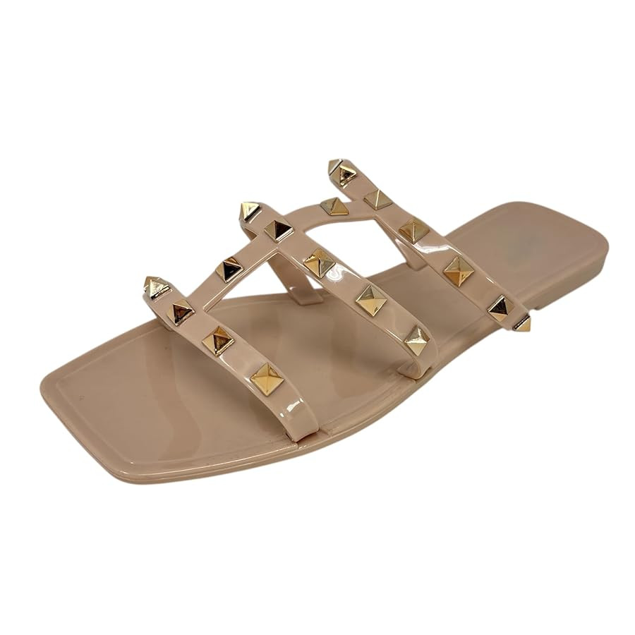 Womens Studded Jelly Flip Flops Sandals with Bow | Amazon (US)