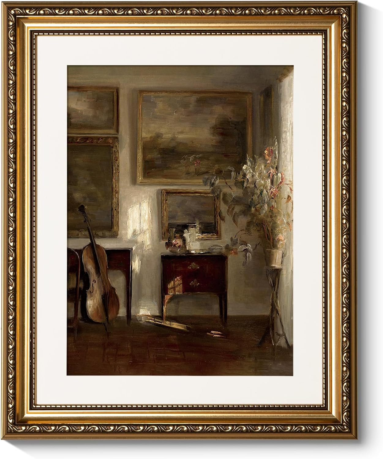 ARPEOTCY Vintage Still Life Wall Art, 13x16 inch Interior Cello Landscape Paintings Victorian Far... | Amazon (US)