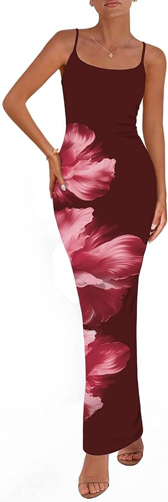 PRETTYGARDEN Womens Floral Maxi Dresses Summer 2025 Sexy Spaghetti Strap Slip Party Long Bodycon ... | Amazon (US)