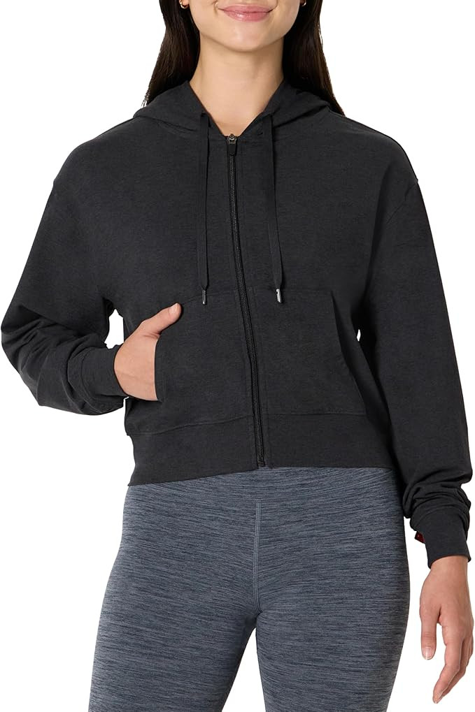 Amazon Essentials Women's Athletic Soft Performance Lightweight Cropped Zip Up Workout Hoodie | Amazon (US)