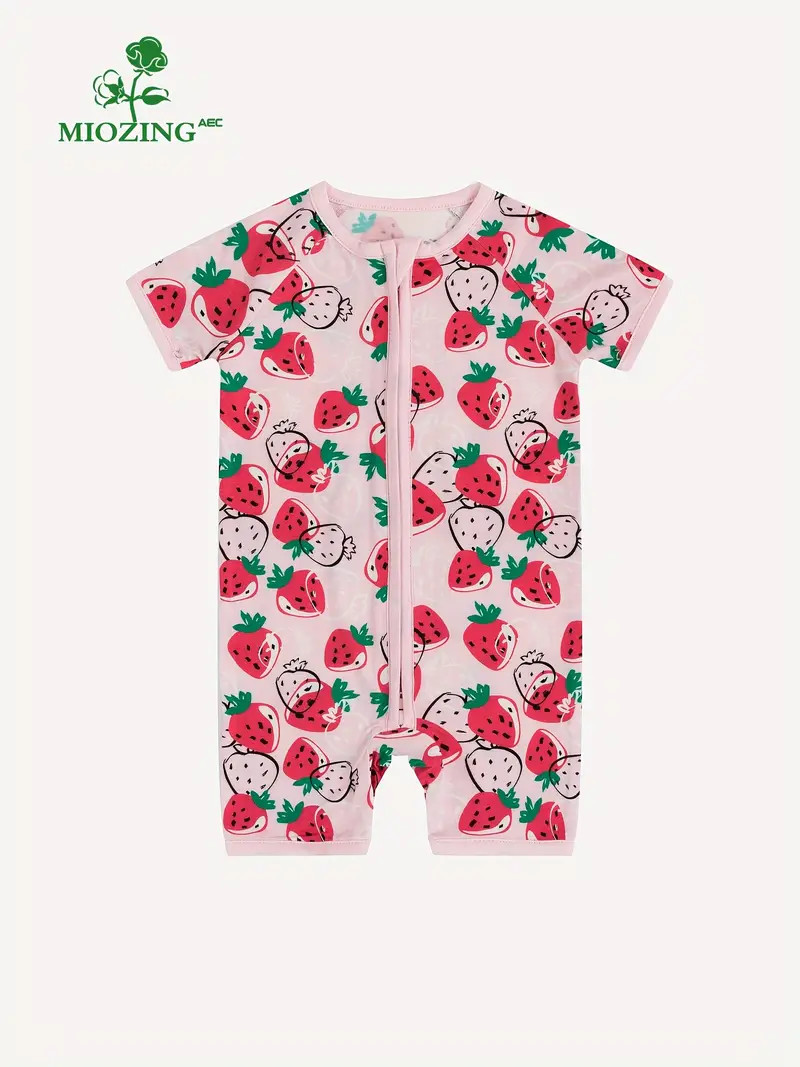 MIOZING Luxury Bamboo Fiber Strawberry Bodysuit - Soft & Breathable, Short Sleeves, Cute Design -... | Temu Affiliate Program