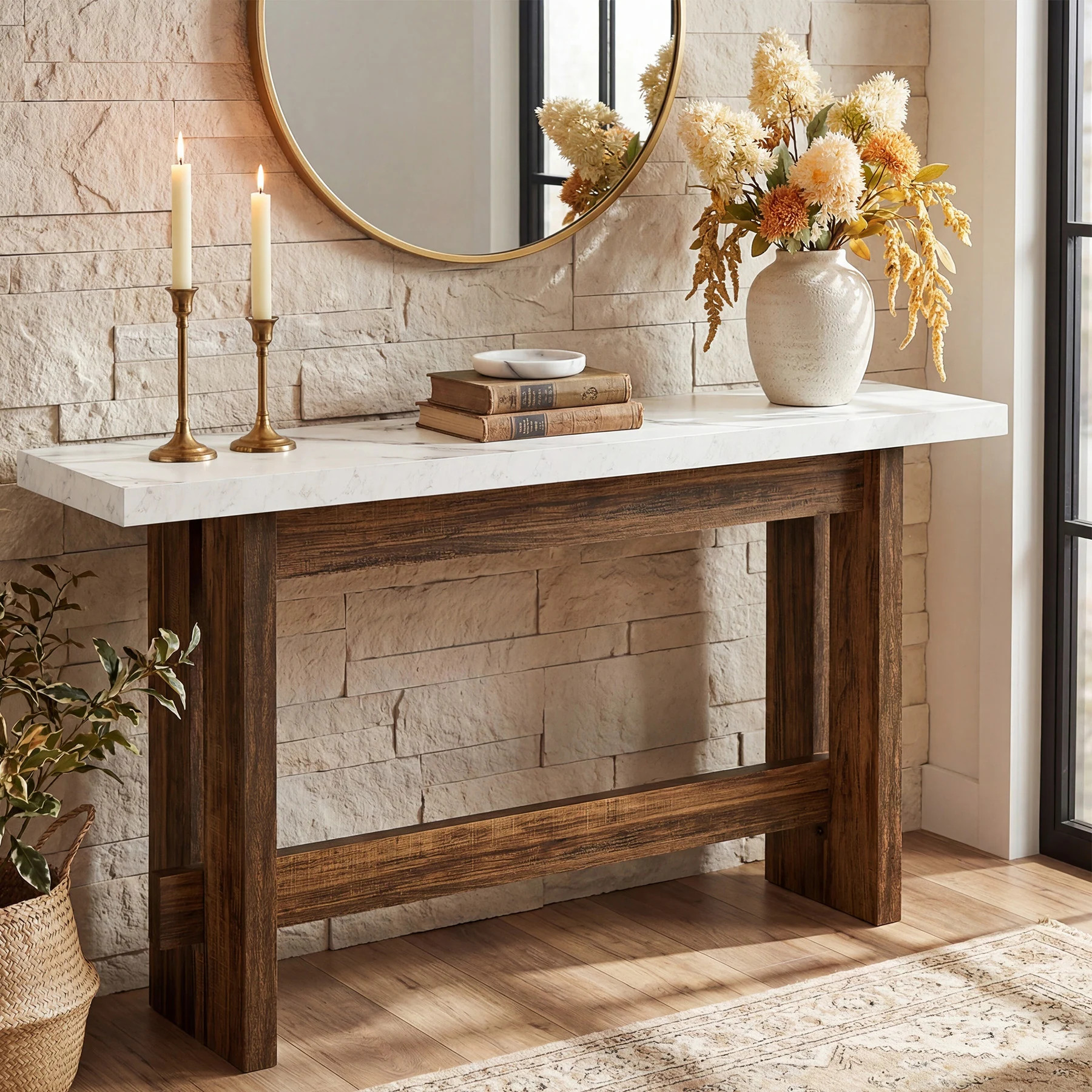 63" Wood Console Table, Rectangular Entryway Table, Long Sofa Table for Entryway, Hallway, Living... | Overstock