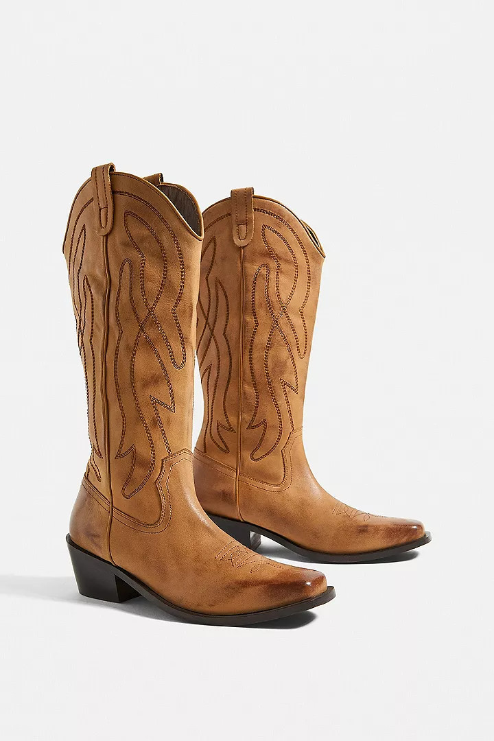 UO Cassidy Western Tan Leather Boots | Urban Outfitters (EU)