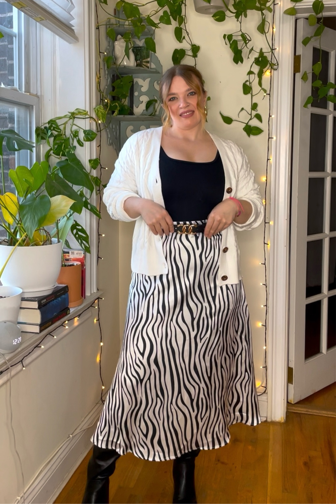 Animal print satin skirt holiday look
Midsize curvy 

#LTKHoliday #LTKSeasonal #LTKSaleAlert