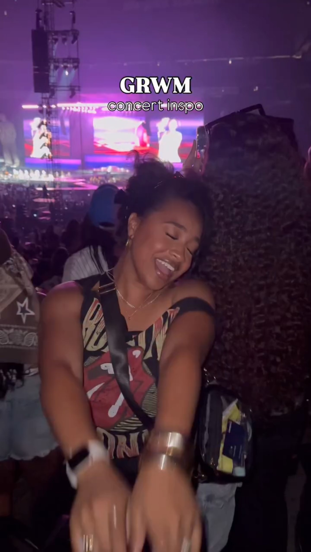 Comment “GRWM” for a dm to the links 🔗 

a concert hate to see me coming! this time working with what I already had 🤭 we love a budget friendly GRWM + outfit

details 
- @amazonfashion 
clear concert purse , @veyesbeauty lash clusters, oversized jeans, shoes 

- @t3micro flat iron 

- @eyebuydirect sunnies 🕶️