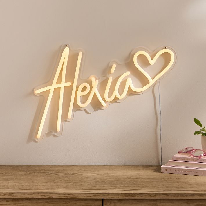 Create Your Own - Neon Theo with Heart LED Wall Light | Pottery Barn Teen