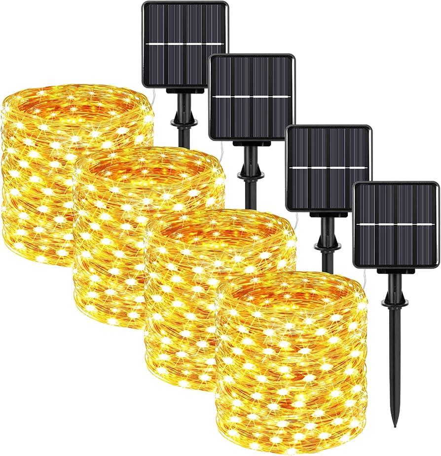 Extra-Long 288FT Solar Fairy String Lights, 4-Pack Each 72FT 200 LED Outdoor Twinkle Lights Water... | Amazon (US)