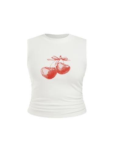 CIDER Plus Size Tops for Women Sleeveless Ruched Crew Neck Crop Tank Top Summer Casual Outfits | Amazon (US)