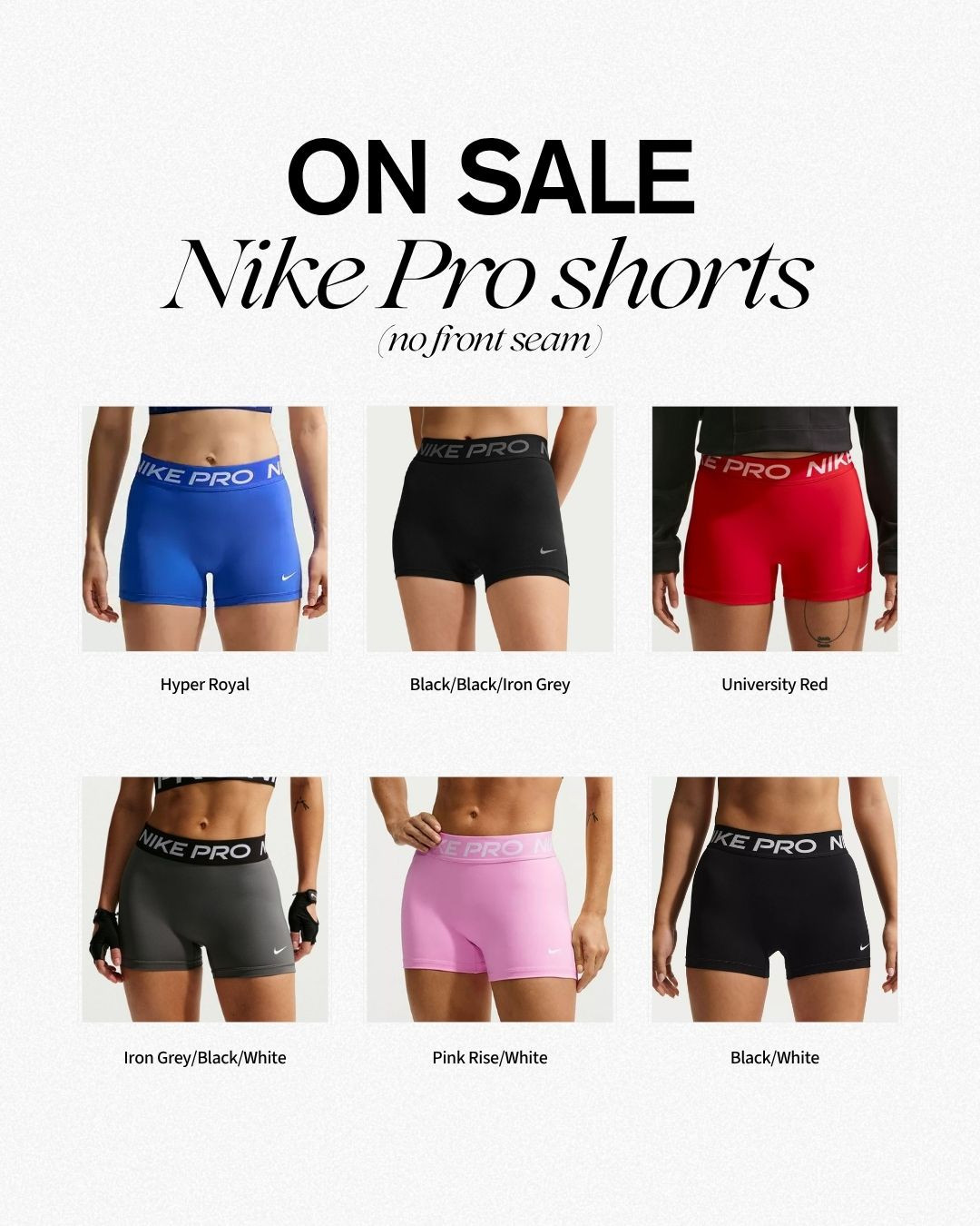 Nike Pro shorts with no front seam on sale! Perfect for athletes such as volleyball players, track, strength training, workouts.  

 #LTKActive #LTKSaleAlert