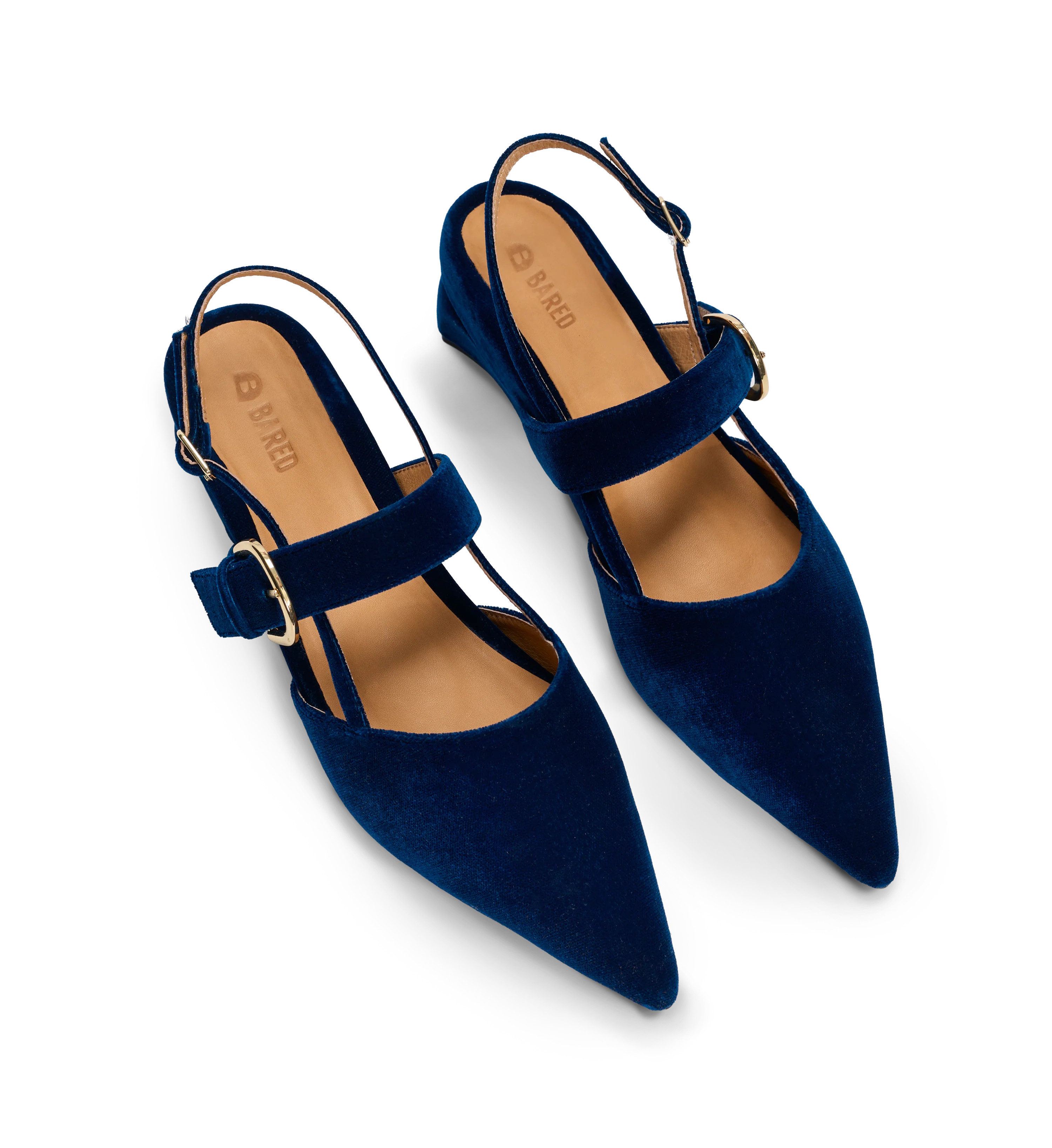 Eider Deep Teal Blue Velvet Flats | Bared Footwear | Bared Footwear