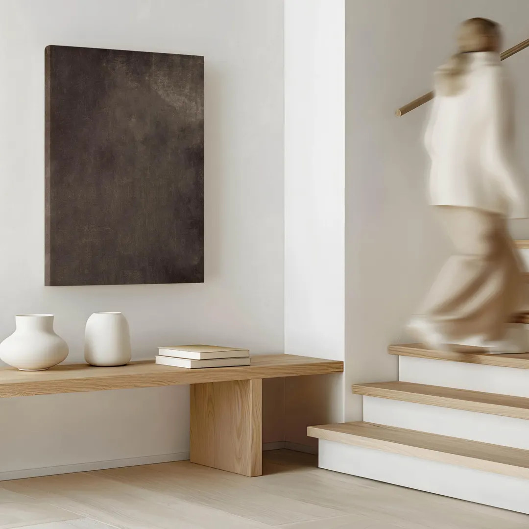 Vintage Dark Brown Canvas Wall Art, Cottagecore Decor, Large Framed Art, Minimalist Living Room D... | Etsy (US)